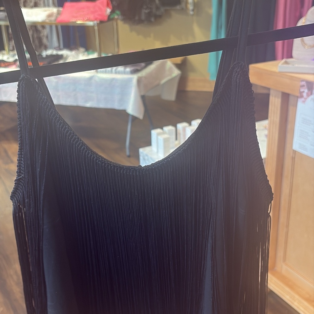 Chic Black Fringe Women's Tank Top
